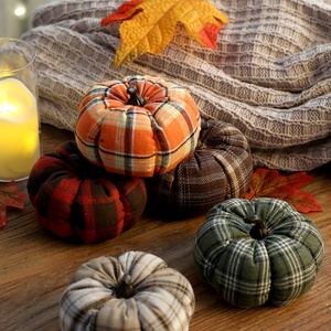 <b>Halloween</b> <b>Decorations</b> Harvest Festival Plaid Stainless Steel Pumpkin Ornaments Thanksgiving Scene Pumpkin <b>Decorations</b> From China - Product Image 1