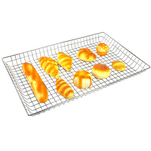 Grille de refroidissement en fil métallique pour boulangerie, 65,8 x 41,1 x 5 cm, rectangulaire, en métal, pour la présentation du pain, des pâtisseries et des beignets - Product Image 1