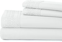 Ensemble de draps de lit à dos brodé en dentelle d'écusson, bustier brodé