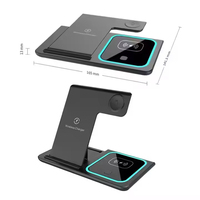Pengisi Daya Nirkabel 3 in 1 dengan Dudukan Multifungsi Pengisian Cepat untuk iPhone untuk Earphone Smart Watch Magnetik