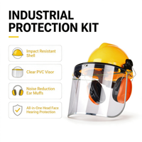 Casque de sécurité avec écran facial transparent en PVC et protège-oreilles, protection auditive industrielle pour la tête et le visage