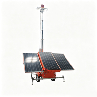 Remorque d'éclairage solaire diesel hybride avec générateur 5 kW et mât de 9 m pour chantiers de construction