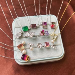 Collier pendentif alphabet 26 lettres en argent sterling avec zircone 5A et cristal violet dégradé, bijoux fins pour femmes Dylam - Product Image 1