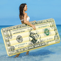 Flotteurs de piscine gonflables en PVC personnalisés en forme de billet de cent dollars, fournis directement par l'usine