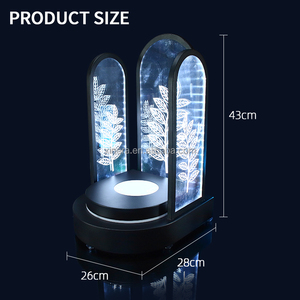 Rechargeable RGB LED, leaf carved acrylic, wine bottle display stand, custom logo luminous liquor presenter - Product Image 5