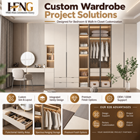 Système de dressing intégré moderne avec portes en verre à panneaux cannelés pour projets de chambres parentales de luxe