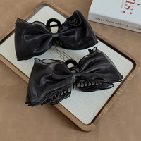 Nouvelles pinces à cheveux élégantes de style coréen en tissu résille, grandes pinces requin nœud papillon princesse, couleur unie, pour femmes, personnalisables
