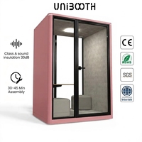 UNIBOOTH Cabine insonorisée 30 dB, insonorisation ISO 23351, ignifuge, montage rapide, pour salle de formation, hall, livraison rapide