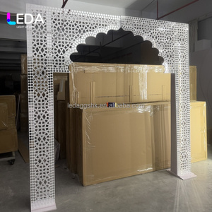 LEDA Custom Indian Moroccan Style <b>Wedding</b> Stage Backdrop White Sequins Acrylic <b>Arch</b> Hollow Bridal New Arrival - Product Image 4