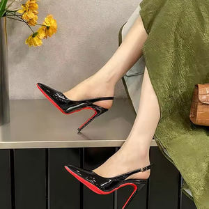 Scarpe da Donna Sexy con Tacco a Spillo Nero, Taglie Grandi, Scarpe Eleganti in Pelle con Retro Aperto e Punta Affusolata per Matrimoni, Banchetti e Occasioni Casual - Product Image 5