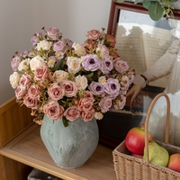 Bouquet de roses en soie réaliste fait main, bouquet de roses perlées pour arche de mariage, centre de table, fleurs artificielles, vente en gros, décoration de mariage