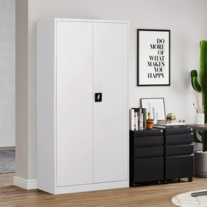 Armario de Almacenamiento de Acero con 2 Puertas de Diseño Moderno, Muebles para el Hogar para Uso en Dormitorio, Cocina y Oficina - Product Image 4