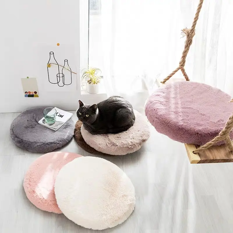 Super Soft Round Faux Rabbit Fur Seat Cushion Memory foam seat cushion For Bench Floor