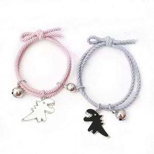 Bracelets de couple en corde, aimantés, avec motif dinosaure mignon, ajustables pour femmes, 2022, bracelet magnétique pour amoureux et meilleures amies - Product Image 2