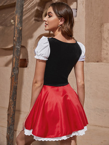 Ensemble de costume de petit chaperon rouge pour Halloween, pour femmes, comprenant une cape, une robe et un tablier pour une robe de fête cosplay - Product Image 4