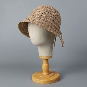 Chapeau Bob Tricoté d'Été pour Femme, Style Pêcheur, à Nœud et Fente Arrière, Couleur Unie, Jacquard, Rayé, Protection Solaire - Product Image 3