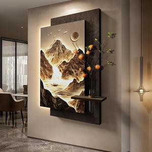 Moda moderna plegable impresa arenisca 3D montaña diseño ecológico acuarela fresca verde planta pared arte decoración pintura - Product Image 6