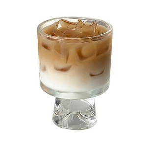 230ml Short Stemmed Clear Glass Goblet Thick Base Coffee Mug Modern Design Reusable Custom Logo Latte Milk Tea Unisex Glass <b>Cup</b> - Product Image 2