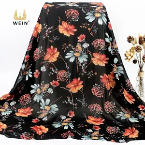 WI-A08 Nieuwe Mode Chiffon Geweven Polyester Vintage Patronen Met Bloemenprint