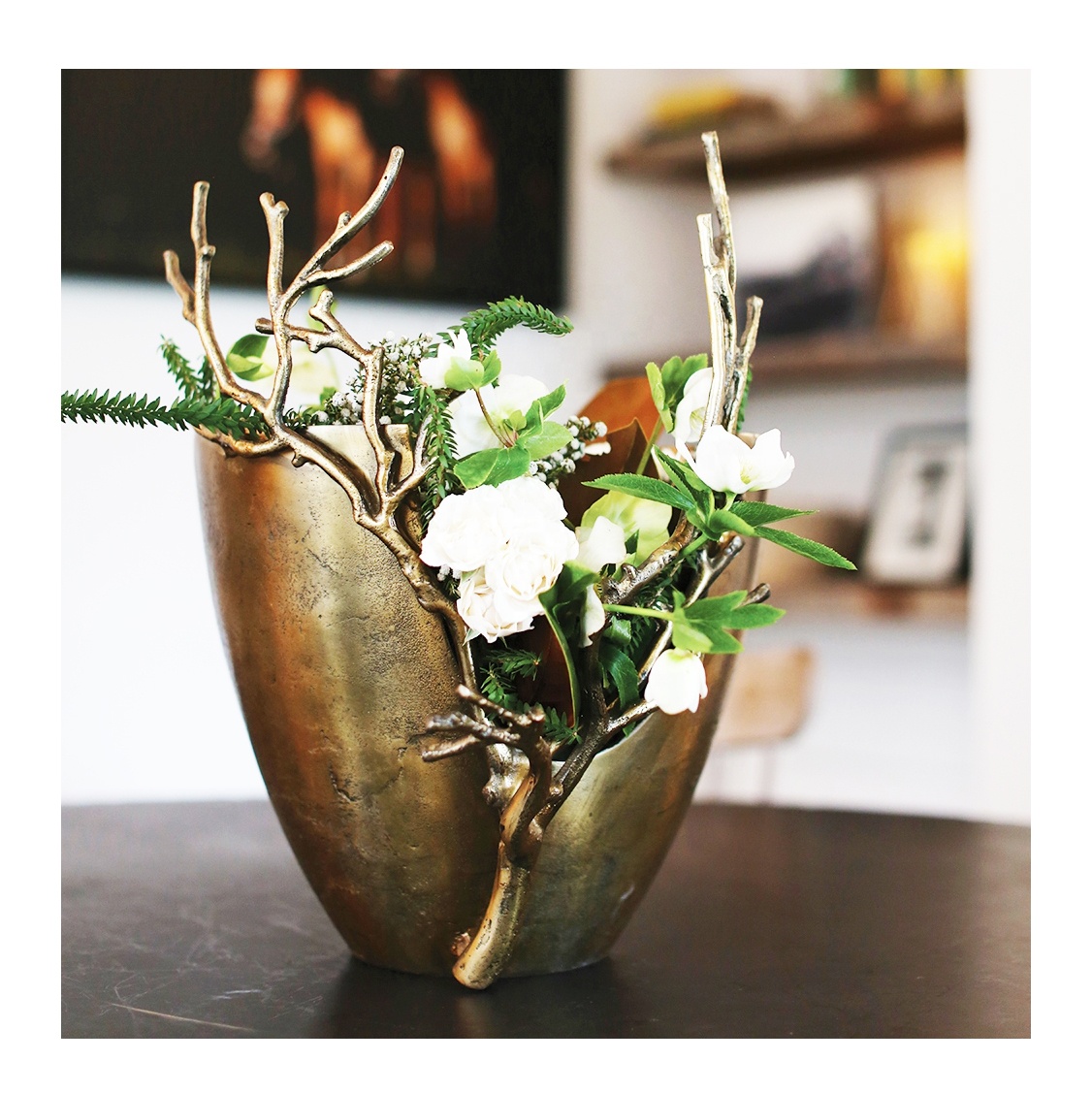 Flower vase large glass slim moon type ②