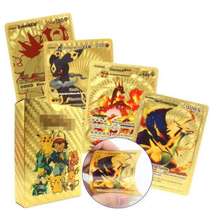 Meilleure Vente 55 Cartes <span class=keywords><strong>Pokémon</strong></span> en Feuille d'Or Anglais Français Espagnol Jeu de Société - Product Image 2