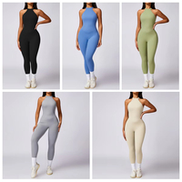 Combinaison de yoga respirante et extensible dans quatre directions pour femme, dos nu, legging de sport d'été, combinaison de fitness
