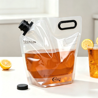 Pochettes souples à bec verseur de 1 gallon, 5L, 10L pour jus, eau, café, sirop, liquides alimentaires, sans BPA, anti-fuite, imprimées sur mesure