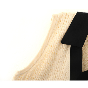 Printemps Nouveau v Col Rabattu Contraste Couleur <span class=keywords><strong>Gilet</strong></span> Tricoté Avec Poches - Product Image 4