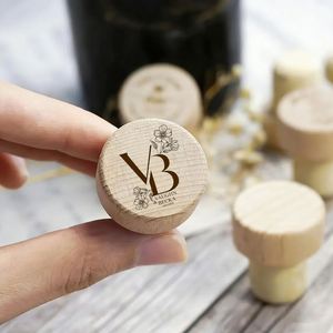 Bouchons de bouteille en liège gravés en forme de T, bouchons de bouteille en bois personnalisés pour mariage, pour bière et champagne - Product Image 2