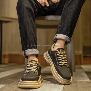 Bottes en cuir microfibre rétro pour hommes, imperméables et antidérapantes à lacets, bottes texanes pour hommes - Product Image 4