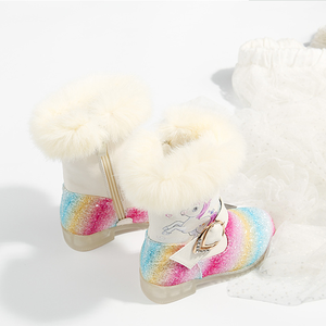 Bottes de neige pour enfants Anna Frozen, longueur genou, en fourrure, style princesse, motif dessin animé - Product Image 5