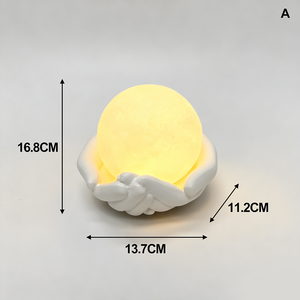장식용 소품 손으로 감싼 달 무드등, 침실 장식을 위한 모던한 손 모양 조각상 창의적인 달 조명 - Product Image 5