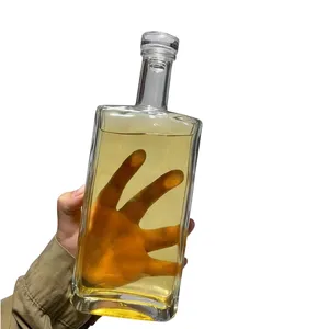 Ab pazarı için 500Ml 700Ml kare votka cin rom viski likörü ruhu Gin cam şişe