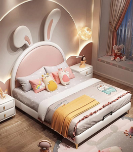Set di Mobili <span class=keywords><strong>per</strong></span> Camera da Letto <span class=keywords><strong>per</strong></span> Bambini dal Design Moderno, Letto Singolo e Letto Principessa <span class=keywords><strong>per</strong></span> Ragazze con Design a Coniglio, Letto Girevole in Legno Morbido - Product Image 2