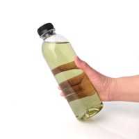 Bouteille de jus de boisson en PET transparente ronde vide de 350ml 750ml avec bouchon inviolable en plastique