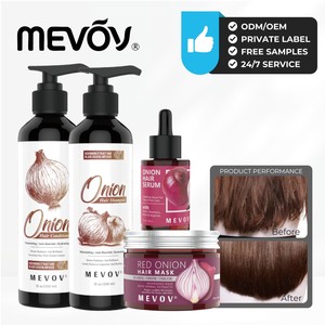 Kit de Soins Capillaires à l'Oignon Rouge pour Cuir Chevelu Irrité, Traitement Naturel <span class=keywords><strong>Anti</strong></span>-<span class=keywords><strong>Chute</strong></span> et Favorisant la Croissance, Marque Privée, Shampoing et Après-Shampoing - Product Image 1