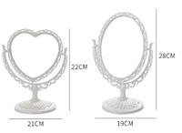 Miroir cosmétique de bureau pliable double face en forme de cœur personnalisé RTS 21x22cm en plastique avec logo personnalisé, style princesse rétro pour le maquillage