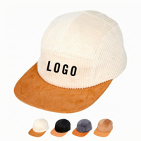 Casquette Snapback en velours côtelé bicolore à 5 panneaux, de haute qualité, avec visière plate en daim, idéale pour le camping