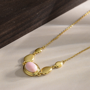Luxury 925 Sterling <strong>Silver</strong> Dainty Queen Conch Pink <strong>Shell</strong> Gemstone <strong>Necklace</strong> Vintage Wedding Engagement Gift Valentine's Day for - Product Image 3