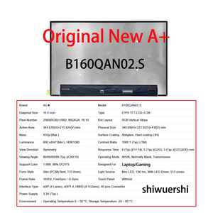 Panel de Pantalla LCD de 16 Pulgadas 2560*1600 <span class=keywords><strong>EDP</strong></span> 40 pines de Repuesto MNG007DA5-2 N160GME-GLB MNG007DA2-3 B160QAN02.W B160QAN02.R HW0A - Product Image 2