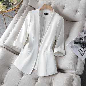2023 primavera caliente y otoño nueva chaqueta de traje pequeño moda femenina temperamento Simple <span class=keywords><strong>blusa</strong></span> de traje <span class=keywords><strong>sin</strong></span> <span class=keywords><strong>botones</strong></span> - Product Image 5