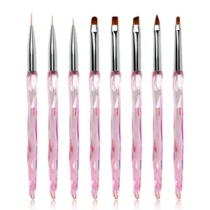 YDINI acrilico Nail Art olografico effetto diamante Set di pennelli per pittura Nail Painting pennelli rosa fata
