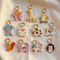 Breloques animaux de dessin animé en émail, en acier inoxydable plaqué or, pendentifs mignons pour la création de bijoux DIY, fournitures d'artisanat