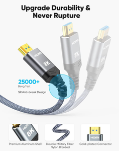 สายเคเบิลใยแก้วนำแสง FJGEAR HDMI 2.1 รองรับความละเอียด 8K 60Hz และ 4K <span class=keywords><strong>144Hz</strong></span> แบบ <span class=keywords><strong>AOC</strong></span> ป้องกันสัญญาณรบกวน สำหรับเดสก์ท็อป/แล็ปท็อป/จอมอนิเตอร์ โฮมเธียเตอร์ เกมมิ่ง ได้รับการรับรองมาตรฐาน CE - Product Image 2