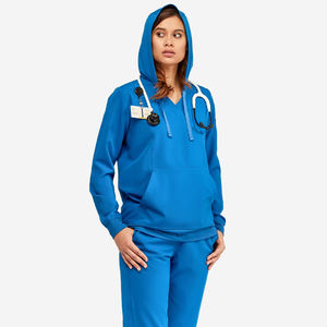 Uniformes Médicos Personalizados para Mujer, Estilo Cargo, Holgados, Color Berenjena, con Capucha, Tallas Grandes, para Matronas, Farmacéuticas y Enfermeras - Product Image 4