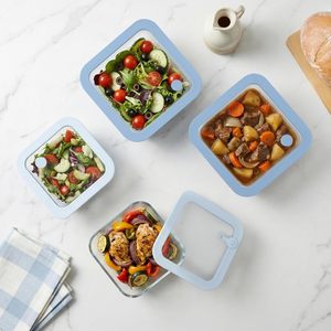 Boîte à lunch en verre sans BPA, nouveau design, avec couvercle en verre, compatible micro-ondes, congélateur et lave-vaisselle - Product Image 2