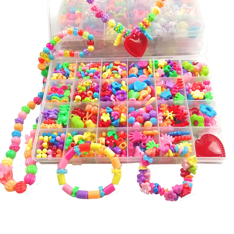 2023 Acrílico Beads Diy Material Handmade Bag Acessórios Anel Pulseira Crystal Beads Brinquedos das crianças Jóias Fazendo Kit