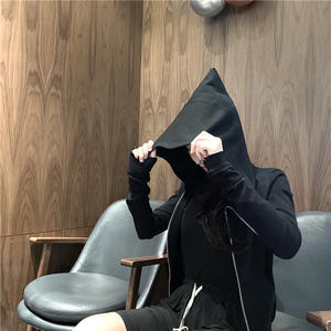 Poncho de mago con capucha de asesino de manga larga a la moda para mujeres jóvenes 100% algodón Terry Cardigan suéter con logotipo frontal para primavera otoño - Product Image 3