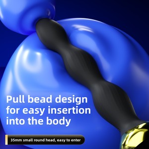 Plug Anale con Perline, Vibratore E-Stim a 10 Modalità, Telecomando Ricaricabile Impermeabile, Giocattolo Sessuale Unisex per Donne e Uomini - Product Image 6