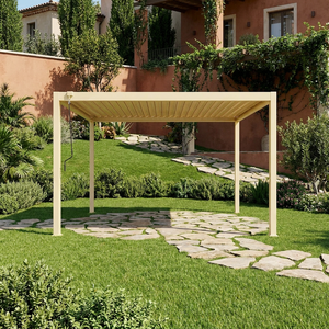 Pergola bioclimatique moderne <span class=keywords><strong>en</strong></span> aluminium sur mesure pour extérieur, tente gazebo jaune crème kaki <span class=keywords><strong>champagne</strong></span>, facile à assembler - Product Image 3